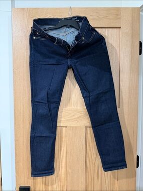 7 for All Mankind Cropped Dark Indigo Jeans with Gold Hardware